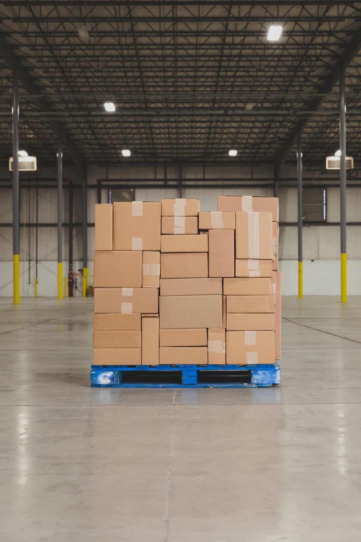 Stocked pallet ready for delivery