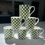 "Green Checkerboard" 12oz Fine Bone China Mug