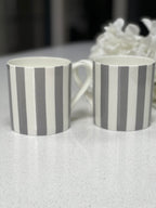 "Grey Vertical Stripes" 12oz Fine Bone China Mug