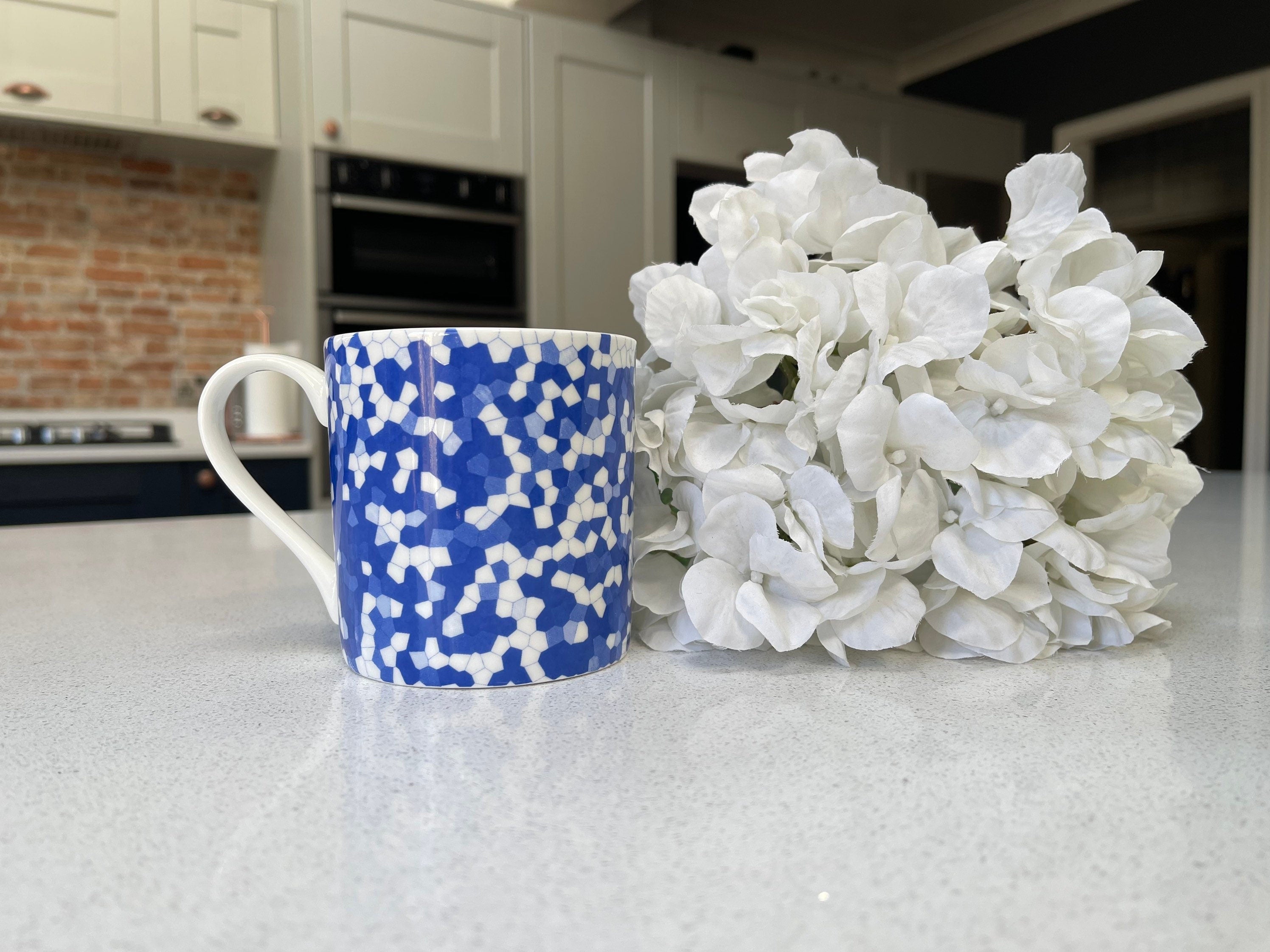 "Blue Honeycomb" 12oz Fine Bone China Mug