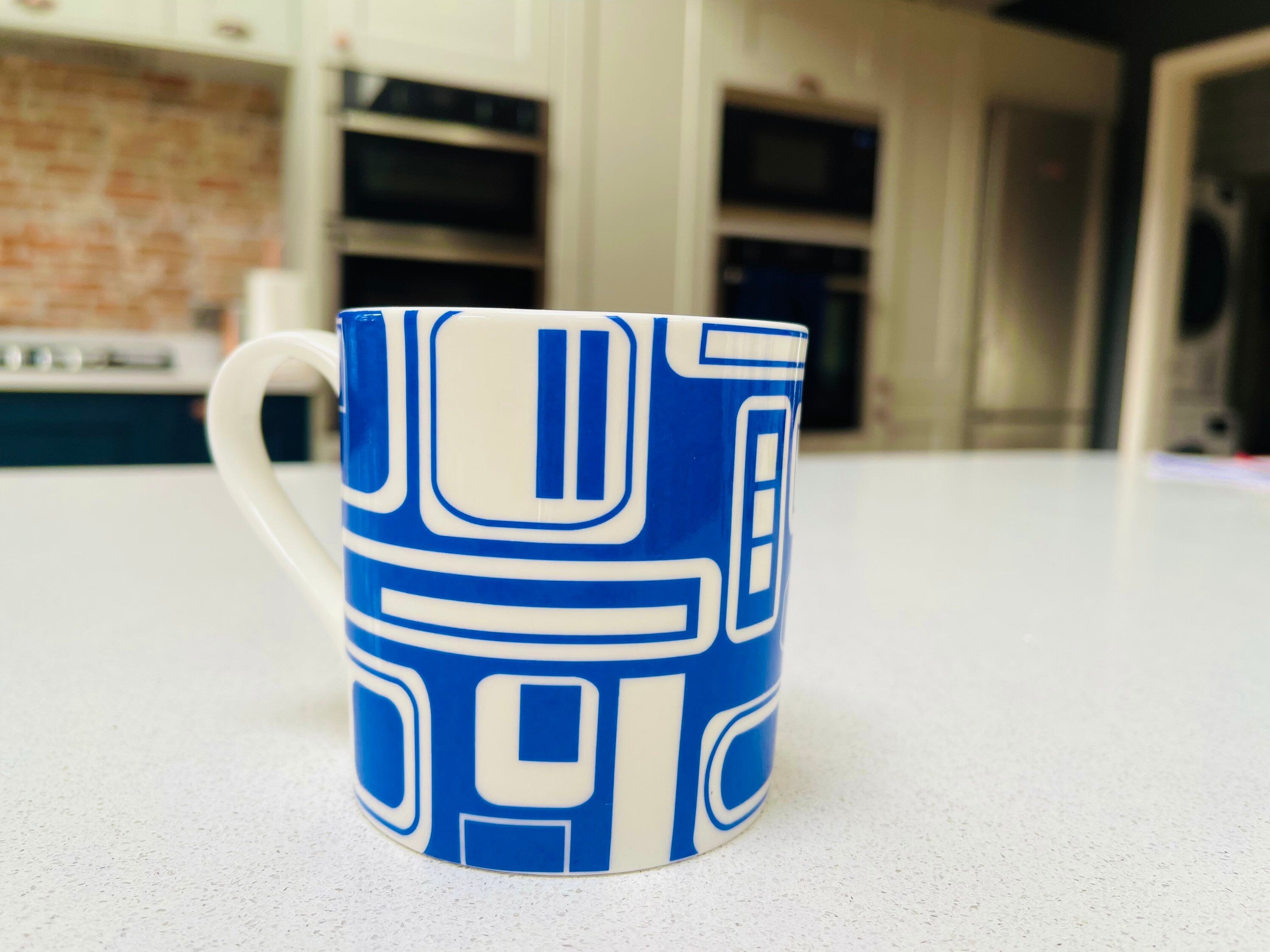"Blue 60's Inspired Retro Design" 12oz Fine Bone China Mug