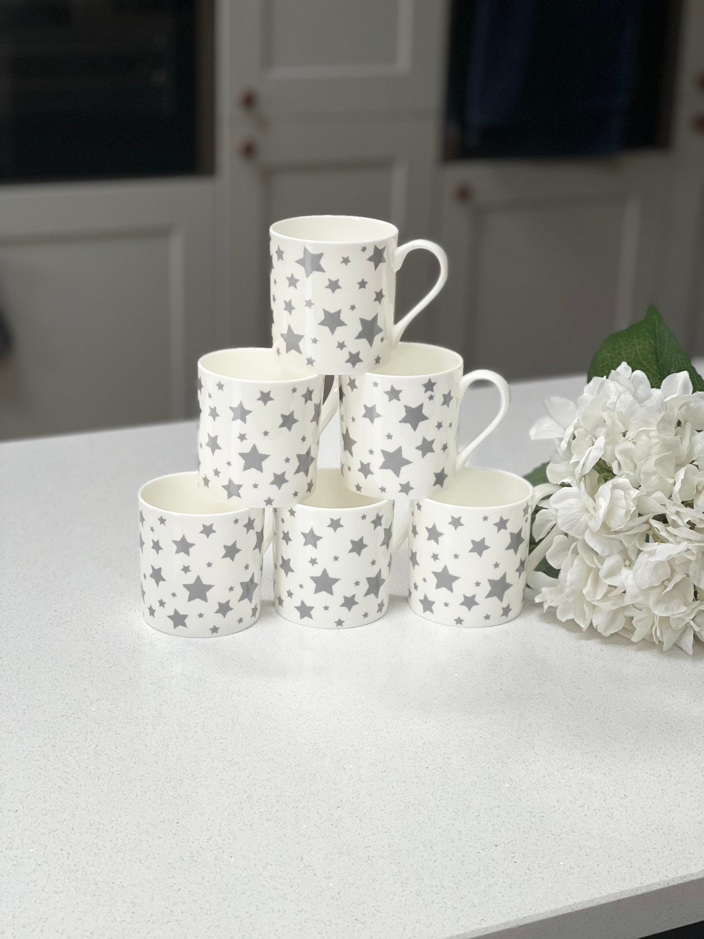 "Grey Star" 12oz Fine Bone China Mug