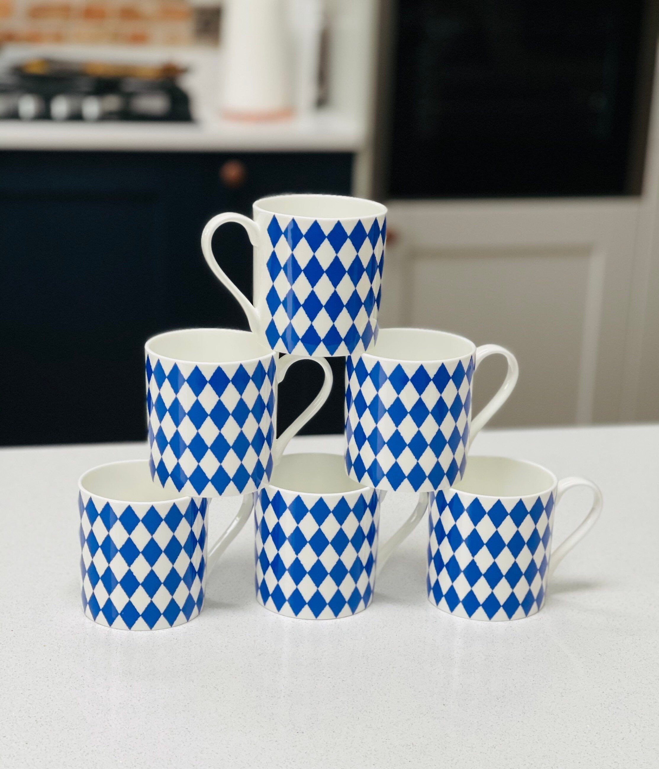 "Blue Harlequin" 12oz Fine Bone China Mug