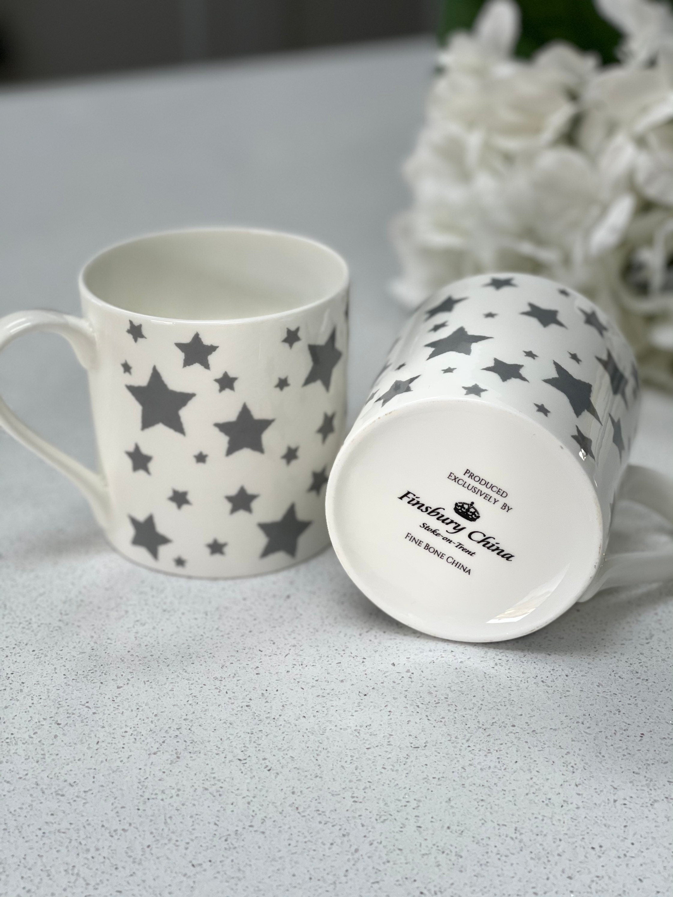 "Grey Star" 12oz Fine Bone China Mug