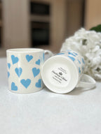 "Light Blue Hearts" 12oz Fine Bone China Mug