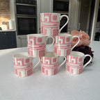 "Pink 60's Inspired Retro Design" 12oz Fine Bone China Mug