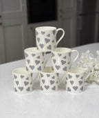 "Grey Hearts" 12oz Fine Bone China Mug