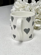 "Grey Hearts" 12oz Fine Bone China Mug
