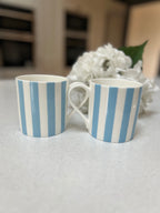 "Light Blue Vertical Stripes" 12oz Fine Bone China Mug