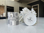 "Grey 60's Inspired Retro Design" 12oz Fine Bone China Mug