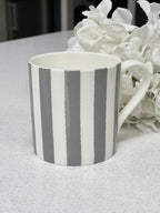 "Grey Vertical Stripes" 12oz Fine Bone China Mug