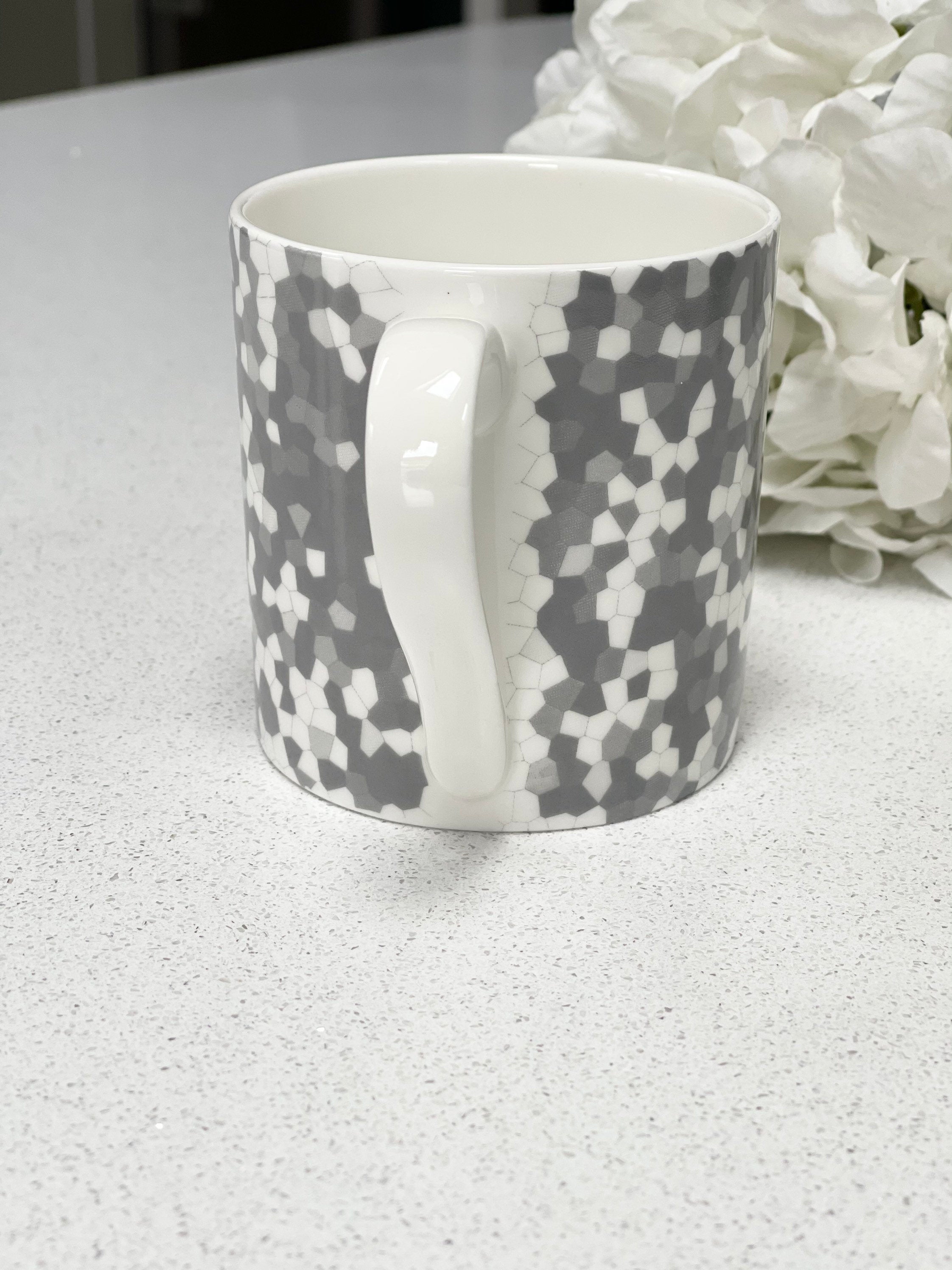 "Grey Honeycomb" 12oz Fine Bone China Mug