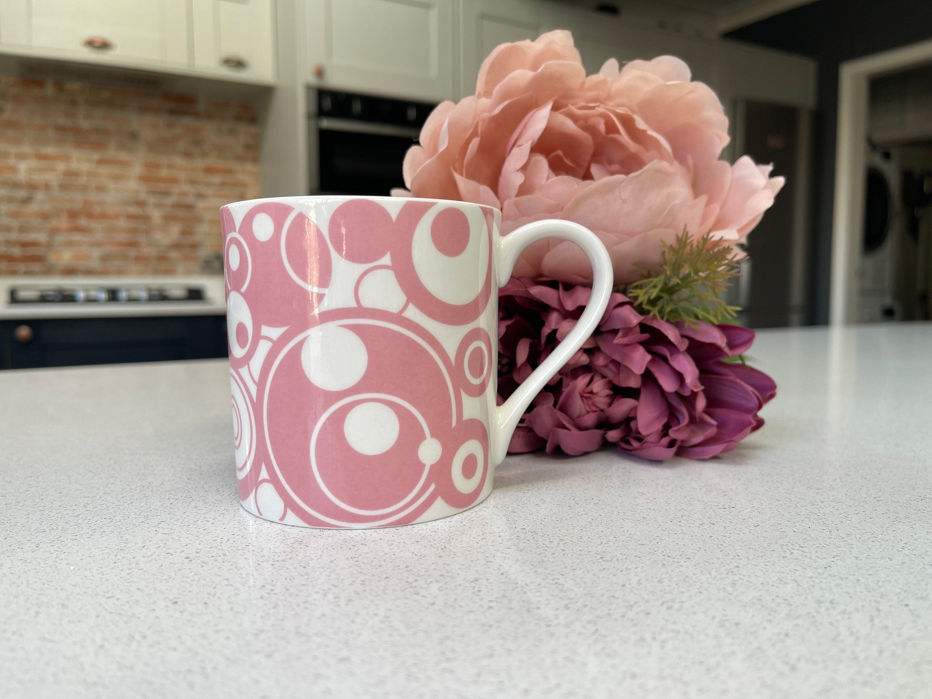 "Pink Circles" 12oz Fine Bone China Mug