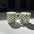 "Green Checkerboard" 12oz Fine Bone China Mug