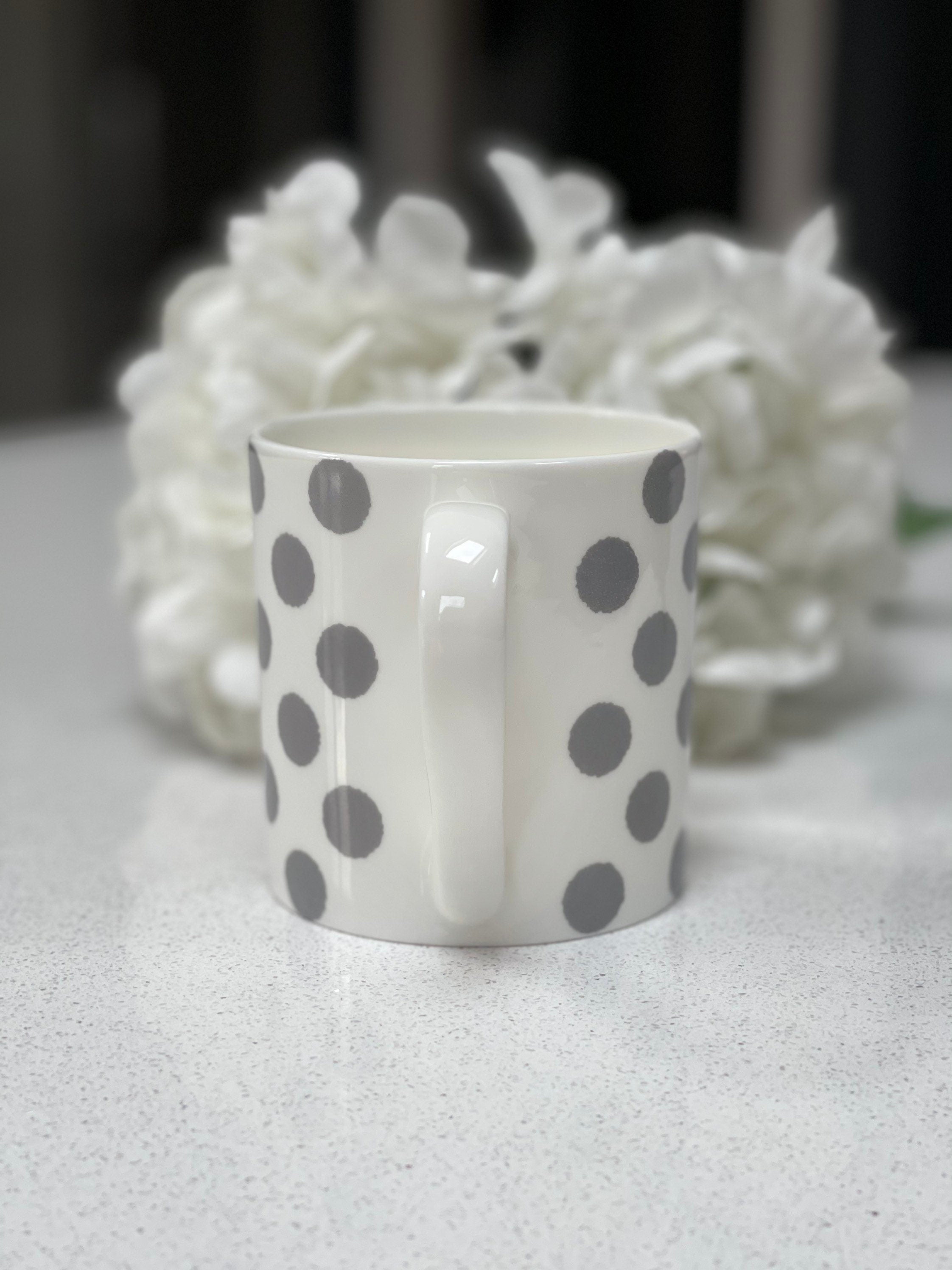 "Grey Spots" 12oz Fine Bone China Mug