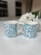 "Light Blue Honeycomb" 12oz Fine Bone China Mug