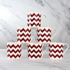 "Burgundy Zig Zags" 12oz Fine Bone China Mug