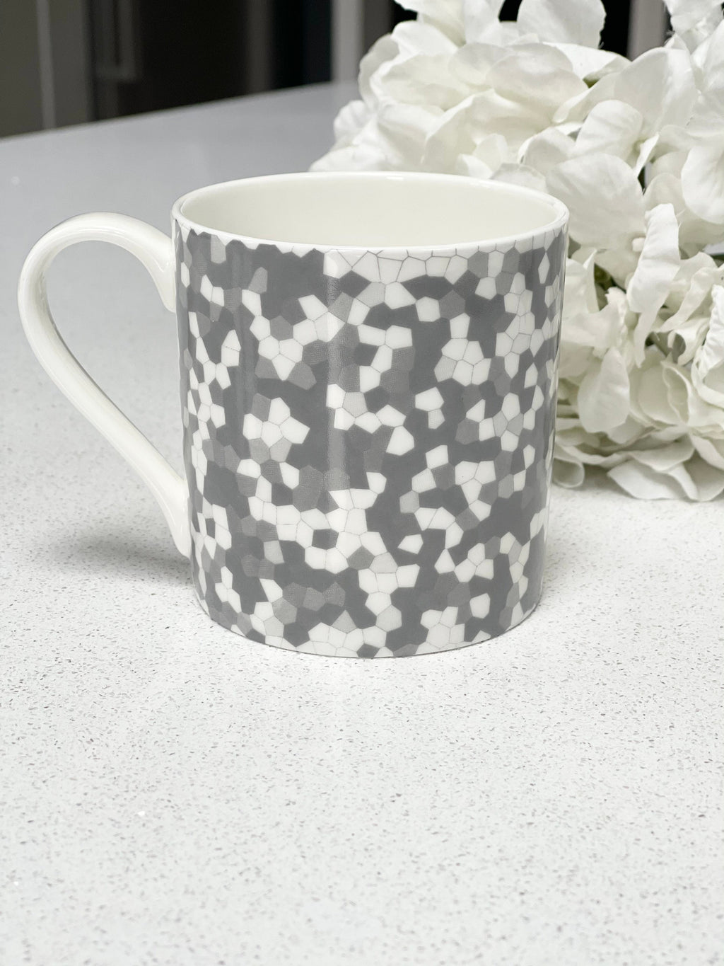 Set of 6 Grey Design 12oz Fine Bone China Mugs