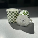 "Green Checkerboard" 12oz Fine Bone China Mug