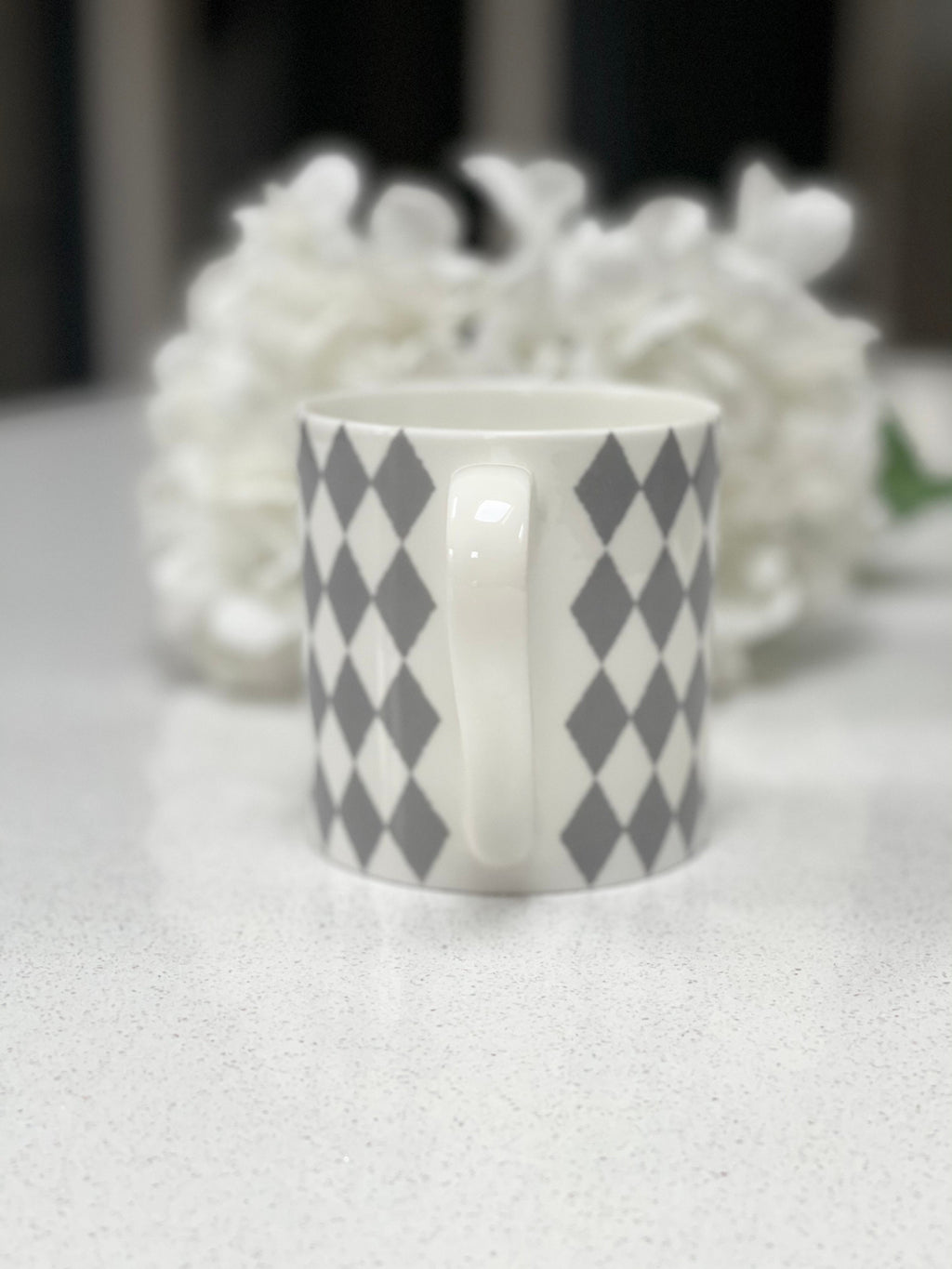 Set of 6 Fine Bone China Harlequin Wraparound Design Mugs