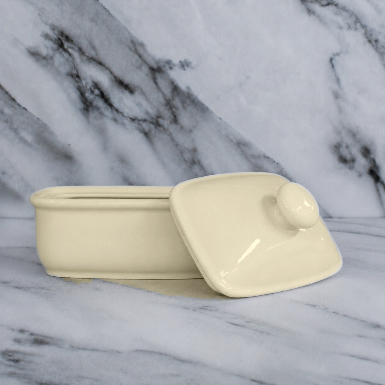 Creamware Butter Dish, lid off