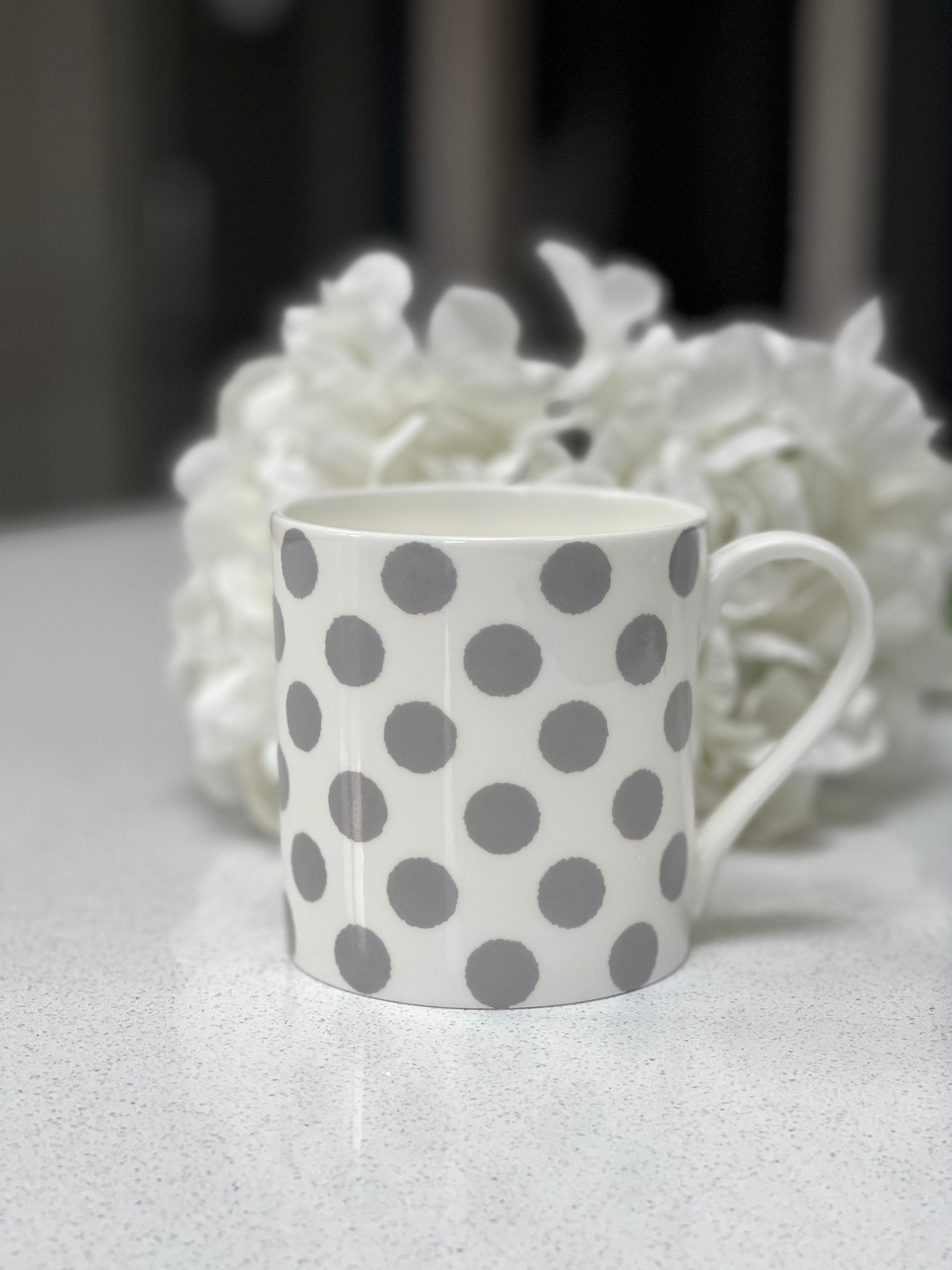"Grey Spots" 12oz Fine Bone China Mug