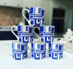 "Blue 60's Inspired Retro Design" 12oz Fine Bone China Mug