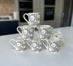 "Grey Circles" 12oz Fine Bone China Mug