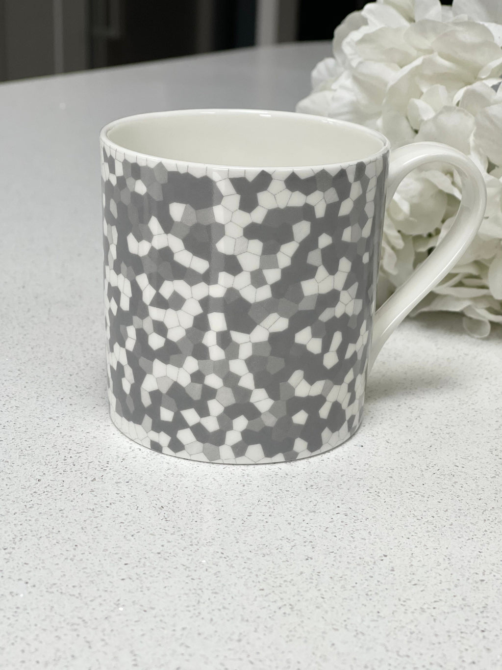Set of 6 Grey Design 12oz Fine Bone China Mugs