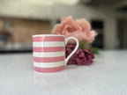 "Pink Horizontal Stripes" 12oz Fine Bone China Mug