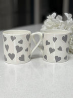 "Grey Hearts" 12oz Fine Bone China Mug