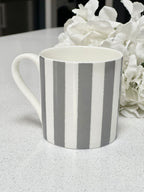 "Grey Vertical Stripes" 12oz Fine Bone China Mug