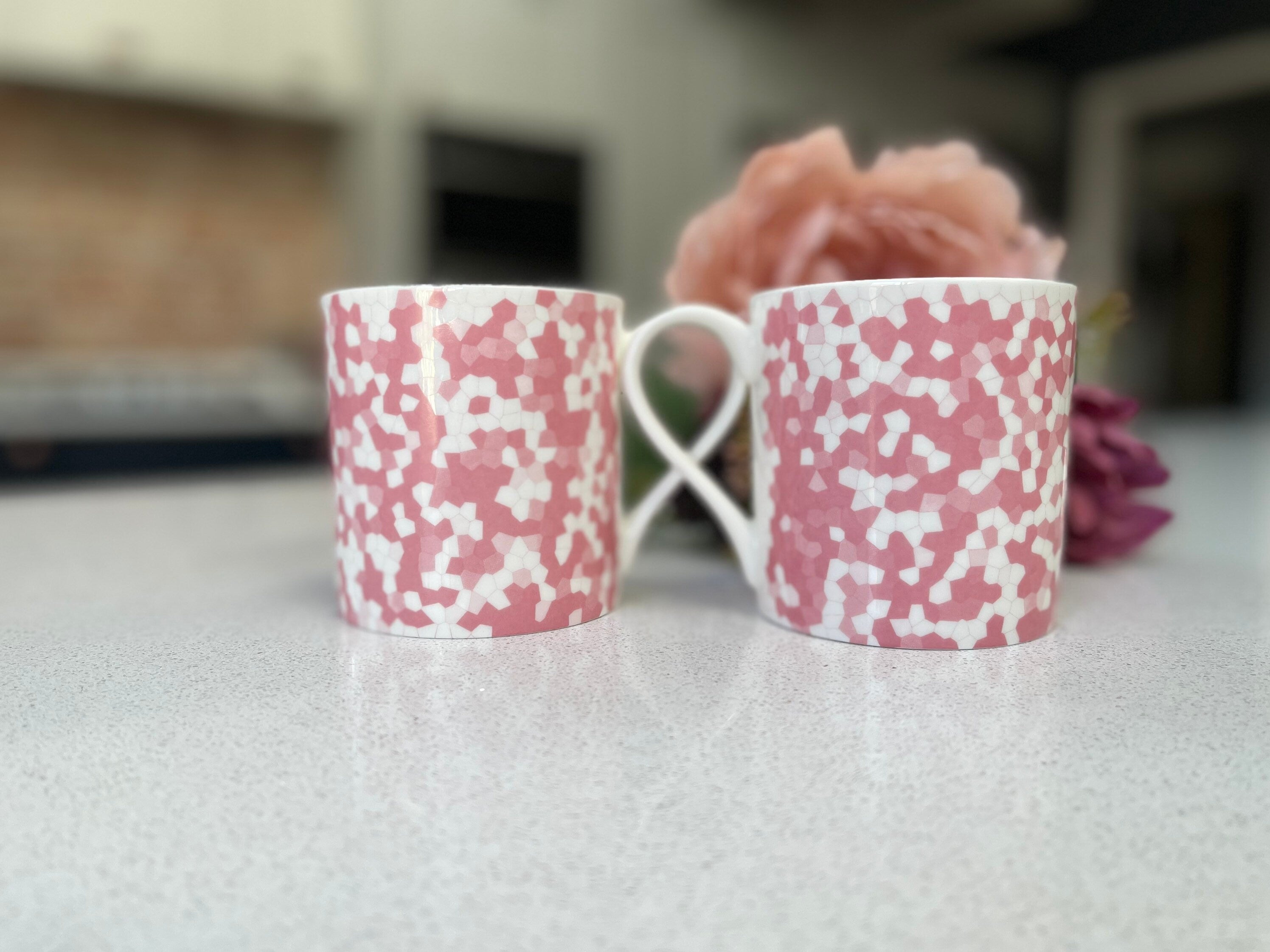 "Pink Honeycomb" 12oz Fine Bone China Mug