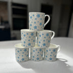 "Light Blue Star" 12oz Fine Bone China Mug