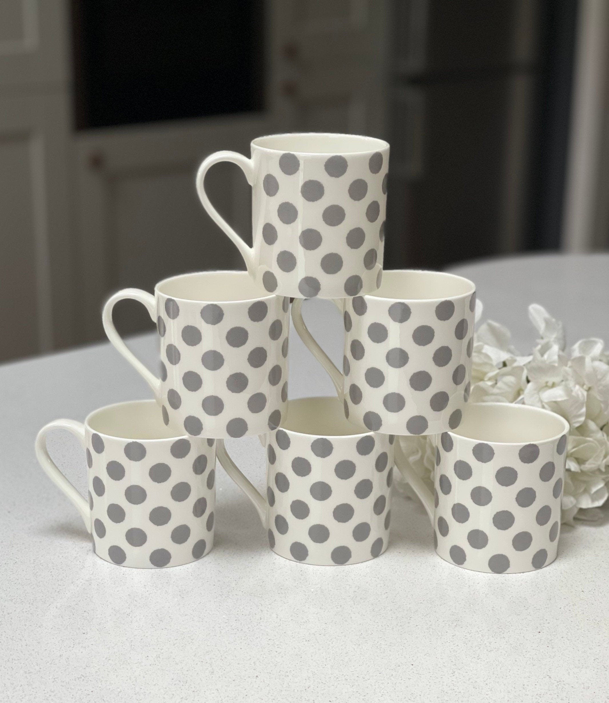"Grey Spots" 12oz Fine Bone China Mug