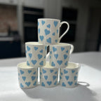 "Light Blue Hearts" 12oz Fine Bone China Mug