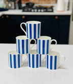 "Blue Vertical Stripes" 12oz Fine Bone China Mug