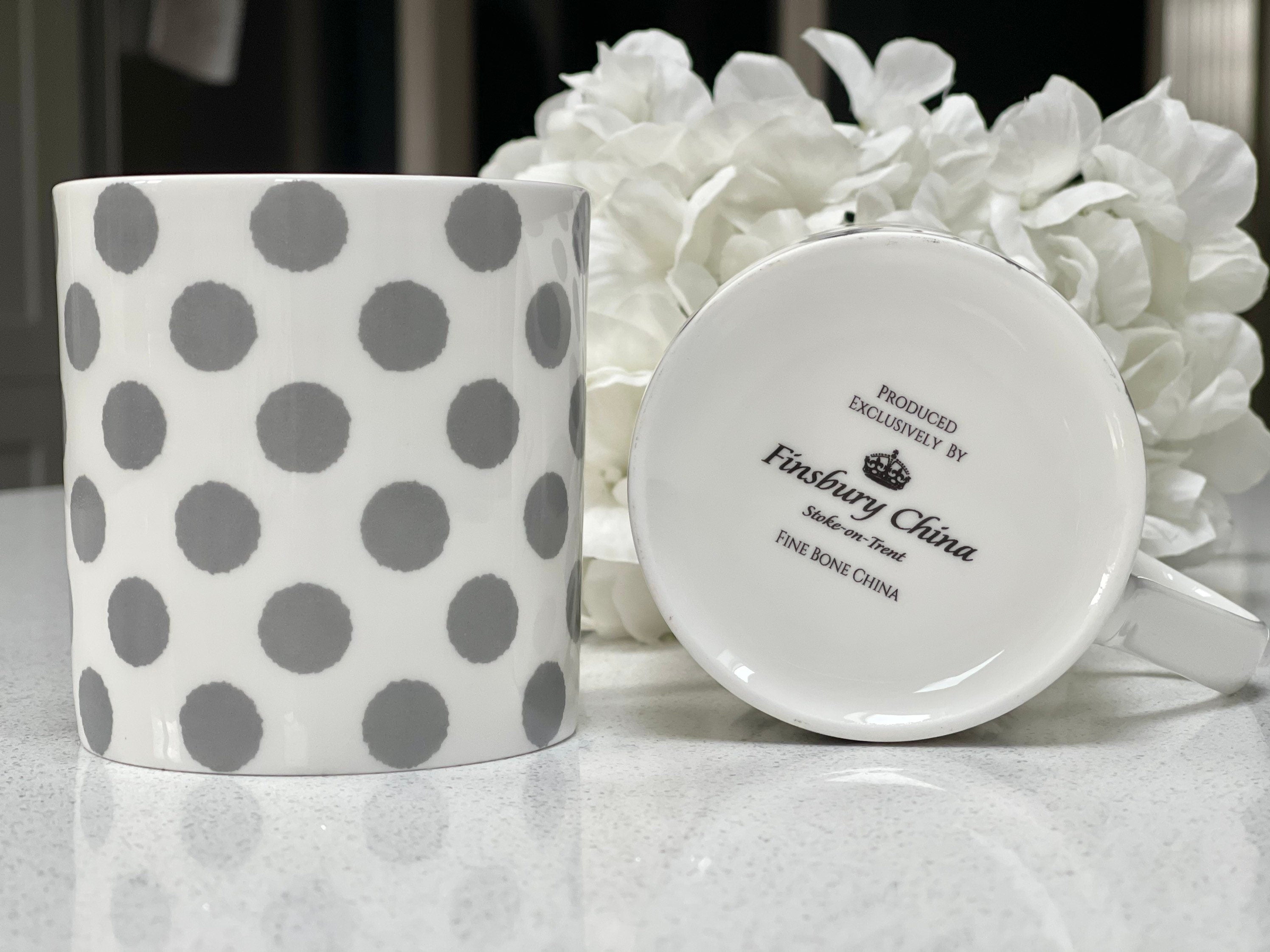 "Grey Spots" 12oz Fine Bone China Mug