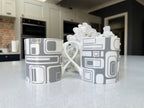 "Grey 60's Inspired Retro Design" 12oz Fine Bone China Mug