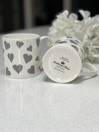 "Grey Hearts" 12oz Fine Bone China Mug