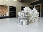 "Grey 60's Inspired Retro Design" 12oz Fine Bone China Mug