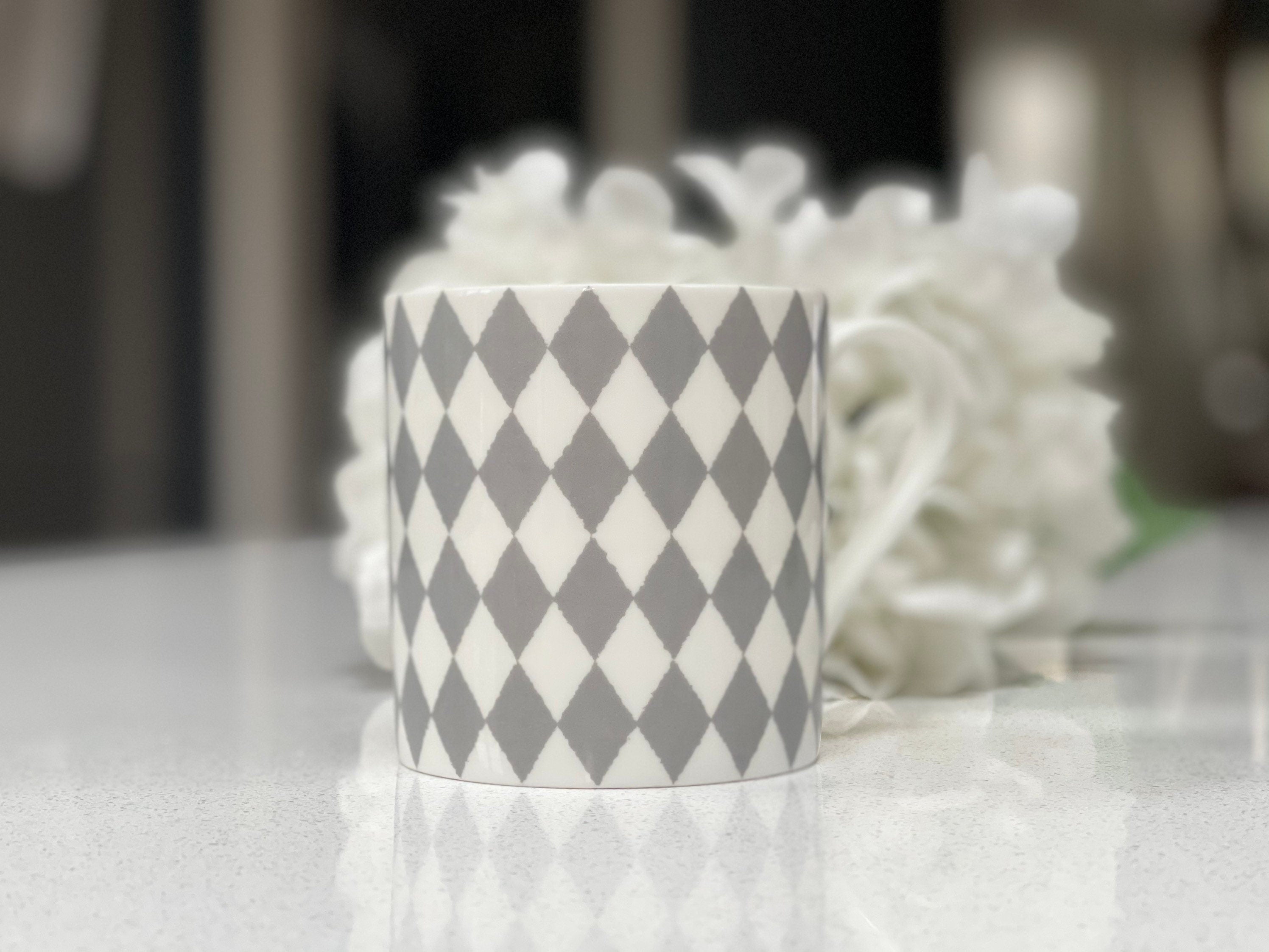 "Grey Harlequin" 12oz Fine Bone China Mug