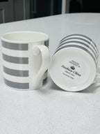 Grey Stripe set of 6 - 12oz Fine Bone China Mugs