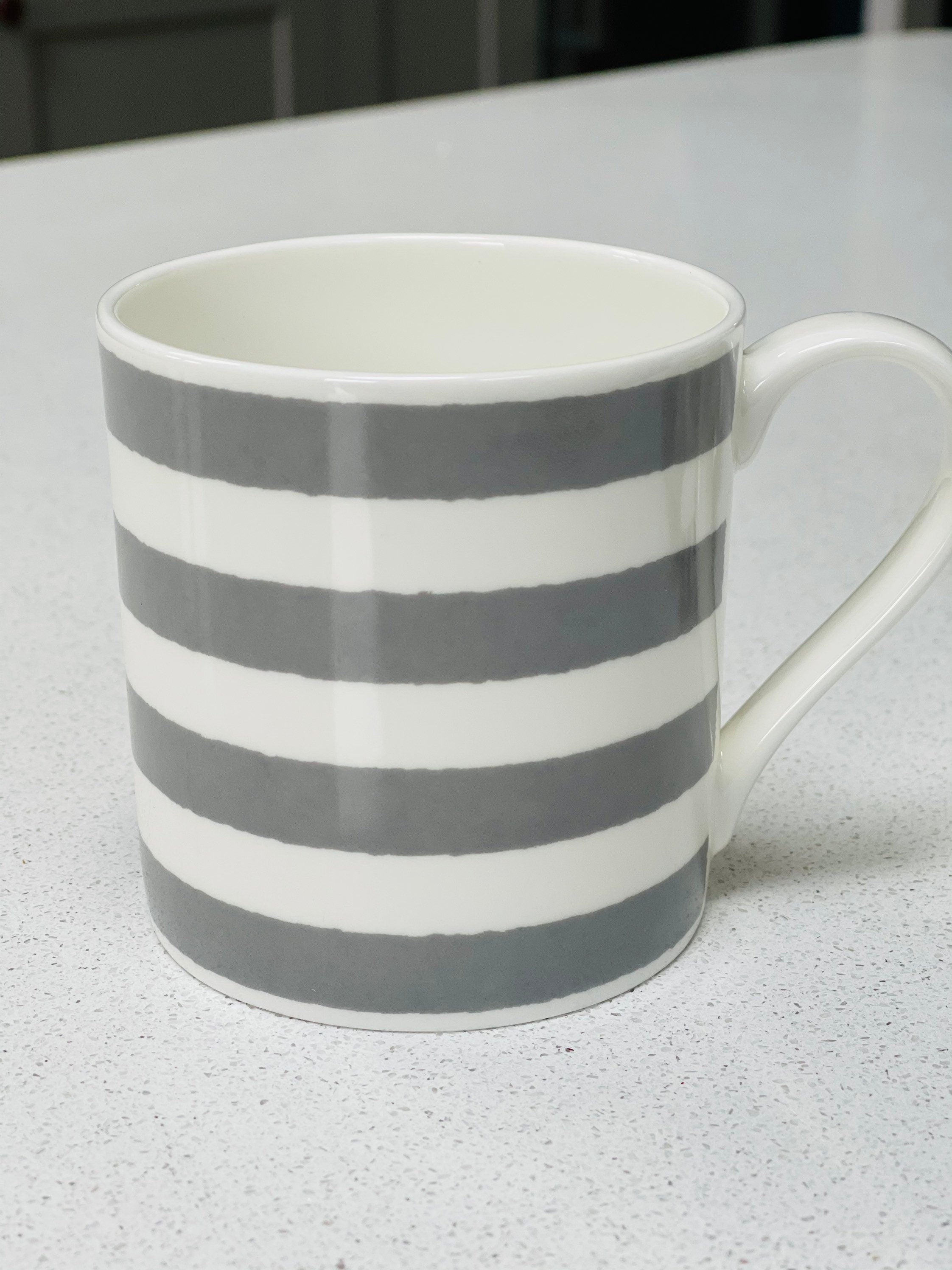 Grey Stripe set of 6 - 12oz Fine Bone China Mugs