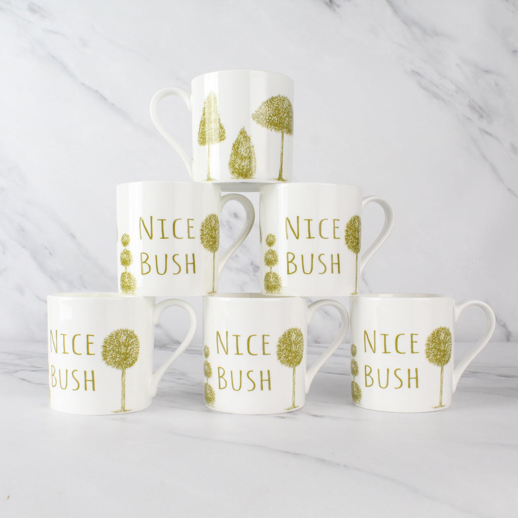 Set of 6 12oz Fine Bone China Nice Bush Mug Set