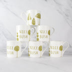 Set of 6 12oz Fine Bone China Nice Bush Mug Set