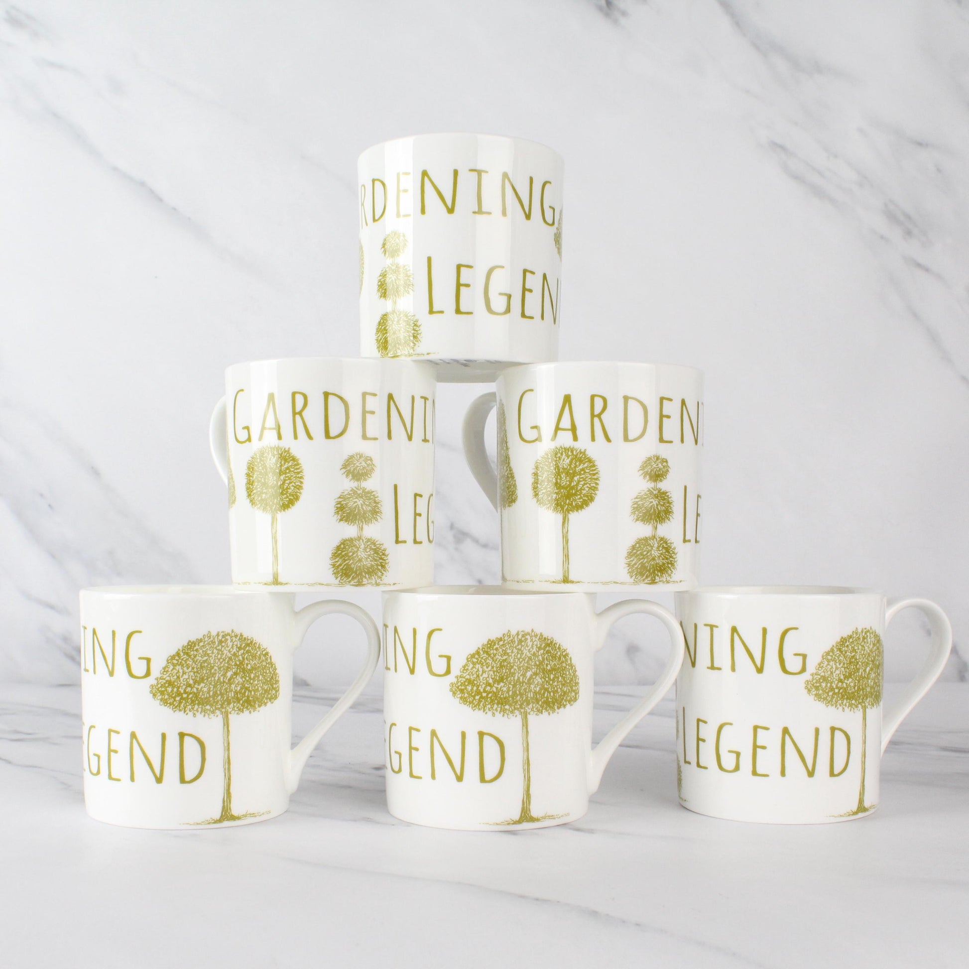 Set of 6 12oz Fine Bone China Gardening Legend Mug Set