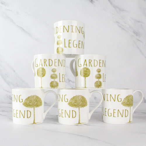 Set of 6 12oz Fine Bone China Gardening Legend Mug Set