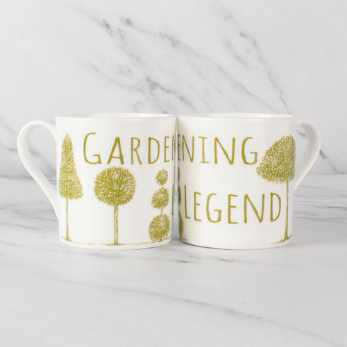 Set of 6 12oz Fine Bone China Gardening Legend Mug Set