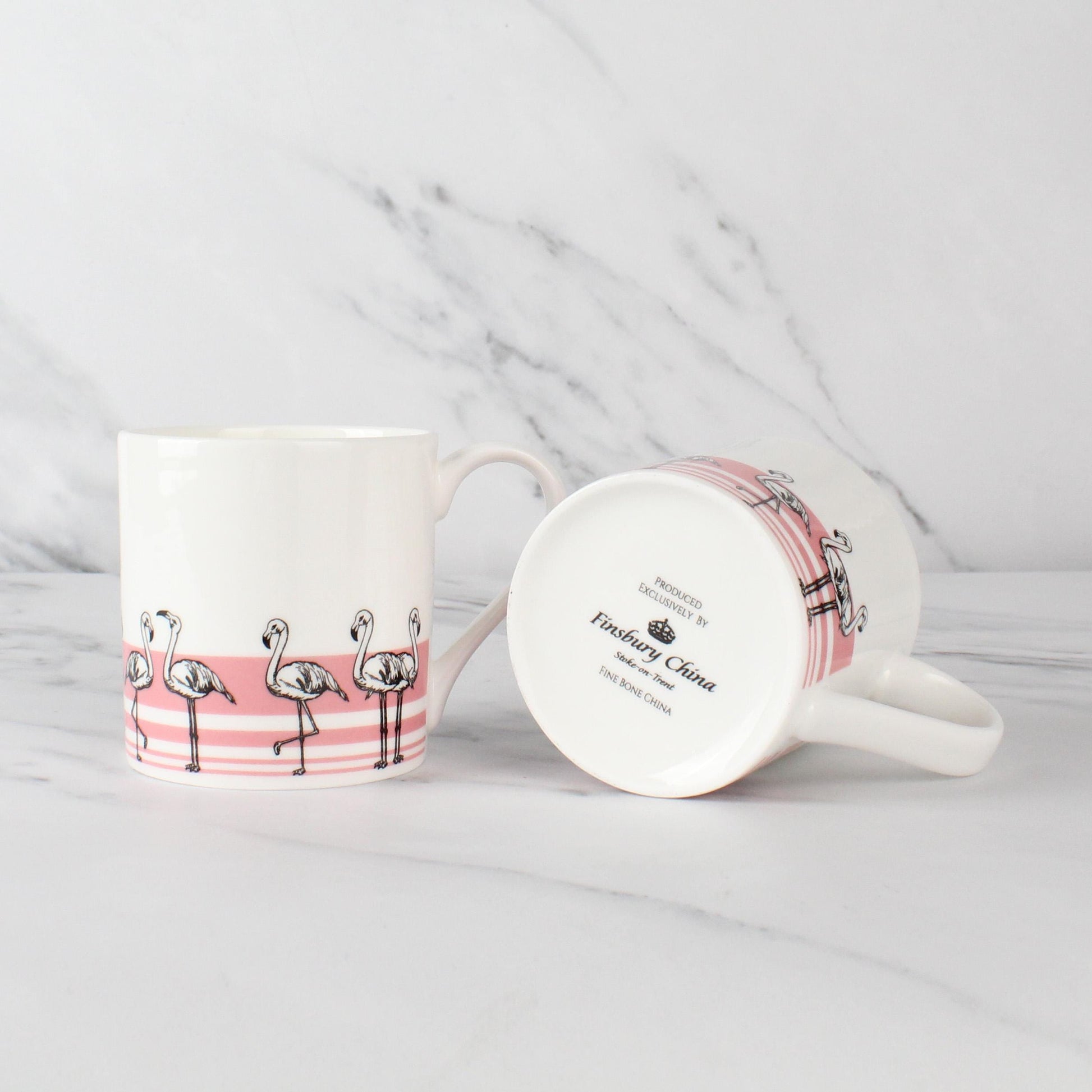 Set of 6 12oz Fine Bone China Flamingos Mug Set